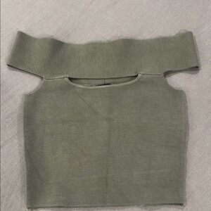 Olive Off-Shoulder Stretchy Crop Top